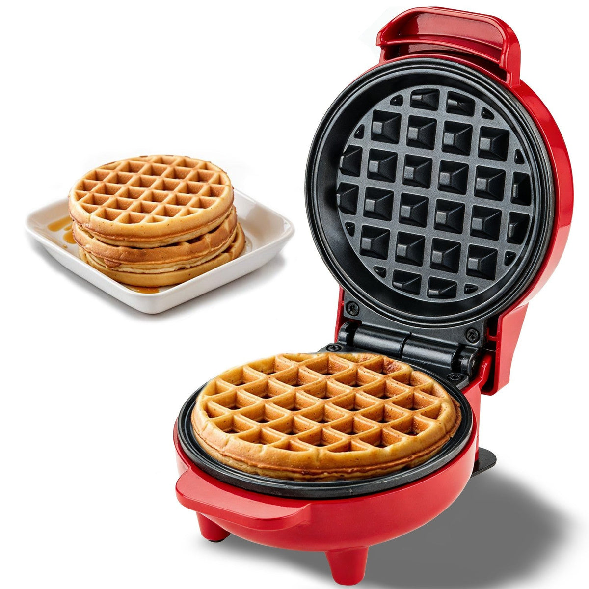 Pogany Mini Waffle Maker (Red)